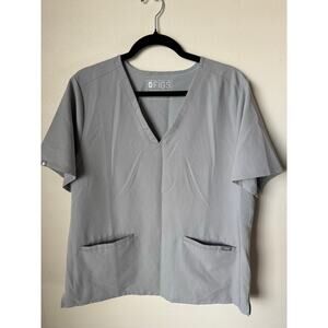 FIGS Womens XL Light Gray Scrub Top V-Neck Short Sleeve Technical Collection